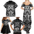 Personalized All Black Family Matching Summer Maxi Dress and Hawaiian Shirt New Zealand Rugby Mascot Maori