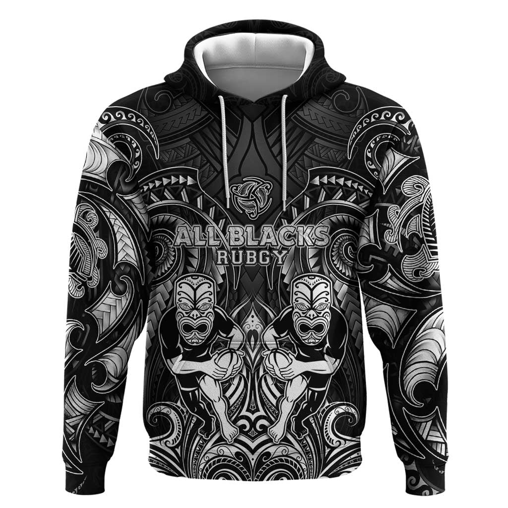 Personalized All Black Hoodie New Zealand Rugby Mascot Maori DT02 Pullover Hoodie Black - Polynesian Pride