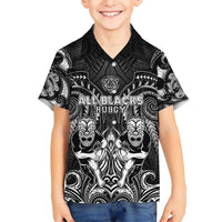 Personalized All Black Kid Hawaiian Shirt New Zealand Rugby Mascot Maori DT02 Kid Black - Polynesian Pride