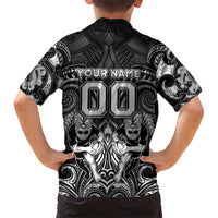 Personalized All Black Kid Hawaiian Shirt New Zealand Rugby Mascot Maori DT02 - Polynesian Pride