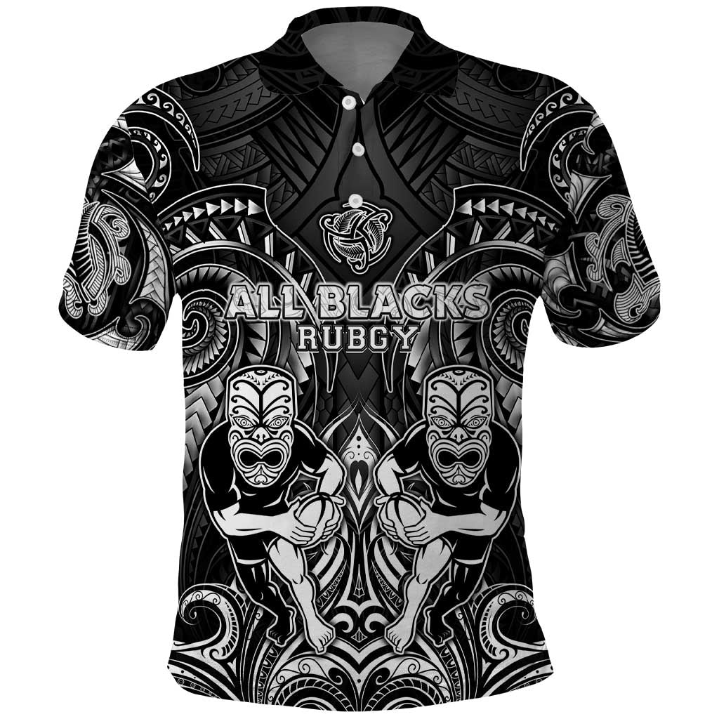 Personalized All Black Polo Shirt New Zealand Rugby Mascot Maori