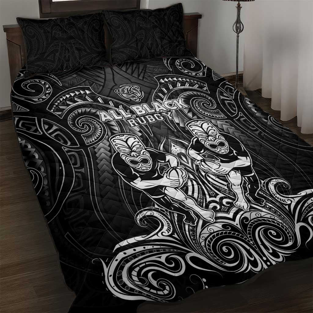 All Black Quilt Bed Set New Zealand Rugby Mascot Maori