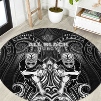 All Black Round Carpet New Zealand Rugby Mascot Maori DT02 Black - Polynesian Pride
