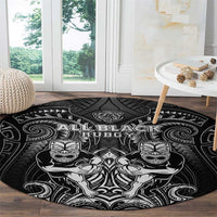 All Black Round Carpet New Zealand Rugby Mascot Maori DT02 - Polynesian Pride