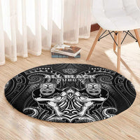 All Black Round Carpet New Zealand Rugby Mascot Maori DT02 - Polynesian Pride