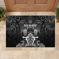 All Black Rubber Doormat New Zealand Rugby Mascot Maori DT02 Black - Polynesian Pride