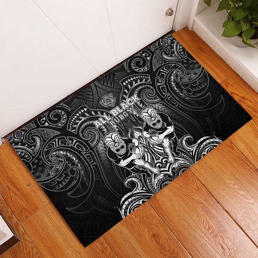 All Black Rubber Doormat New Zealand Rugby Mascot Maori DT02 - Polynesian Pride