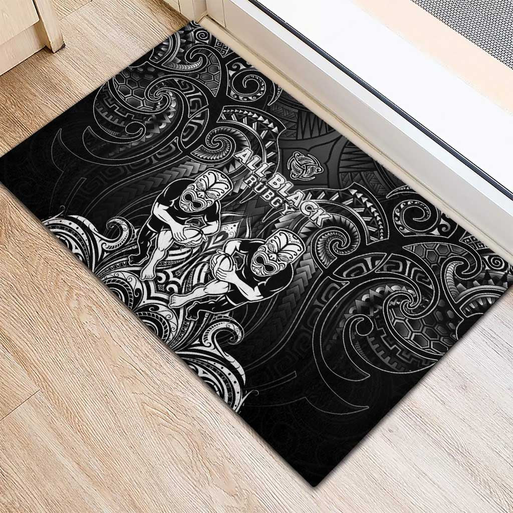 All Black Rubber Doormat New Zealand Rugby Mascot Maori DT02 - Polynesian Pride