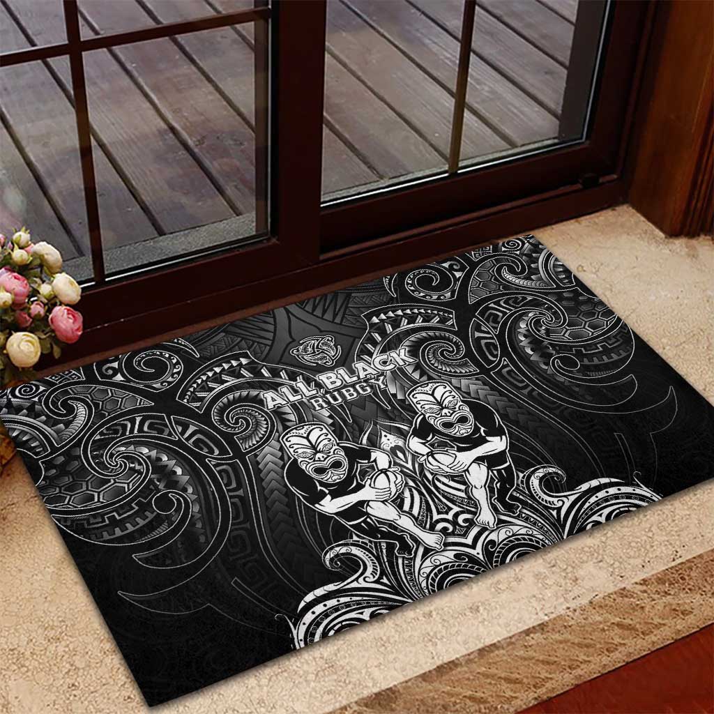 All Black Rubber Doormat New Zealand Rugby Mascot Maori DT02 - Polynesian Pride