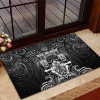 All Black Rubber Doormat New Zealand Rugby Mascot Maori DT02 - Polynesian Pride