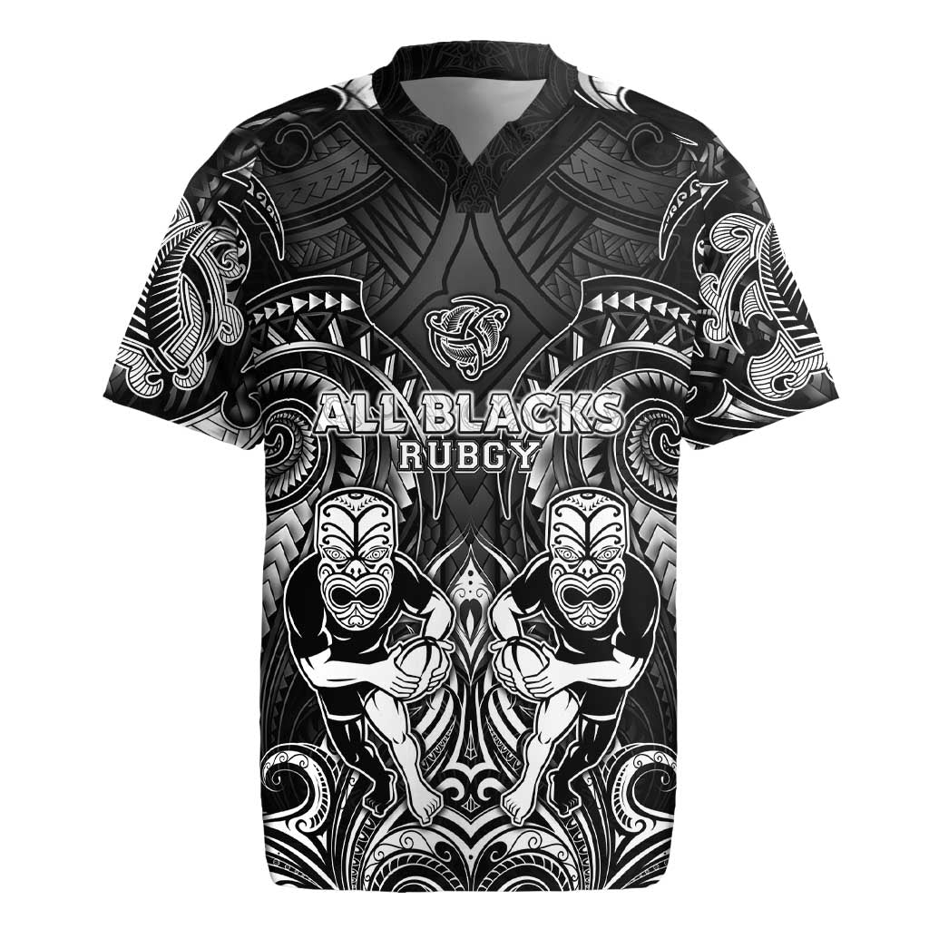 Personalized All Black Rugby Jersey New Zealand Rugby Mascot Maori DT02 Black - Polynesian Pride