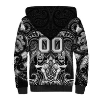 Personalized All Black Sherpa Hoodie New Zealand Rugby Mascot Maori DT02 - Polynesian Pride