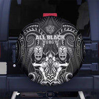 All Black Spare Tire Cover New Zealand Rugby Mascot Maori DT02 No hole Black - Polynesian Pride