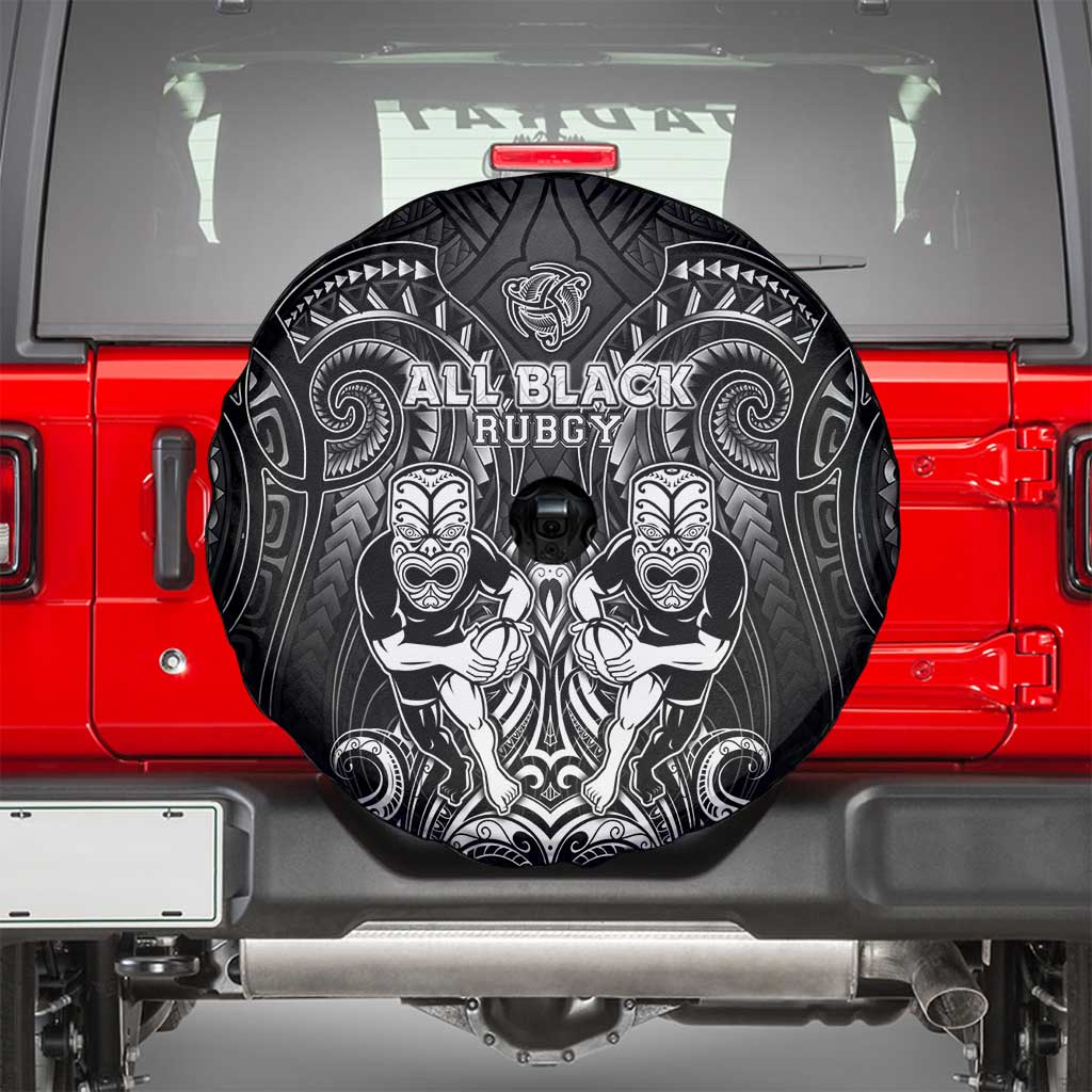 All Black Spare Tire Cover New Zealand Rugby Mascot Maori DT02 - Polynesian Pride