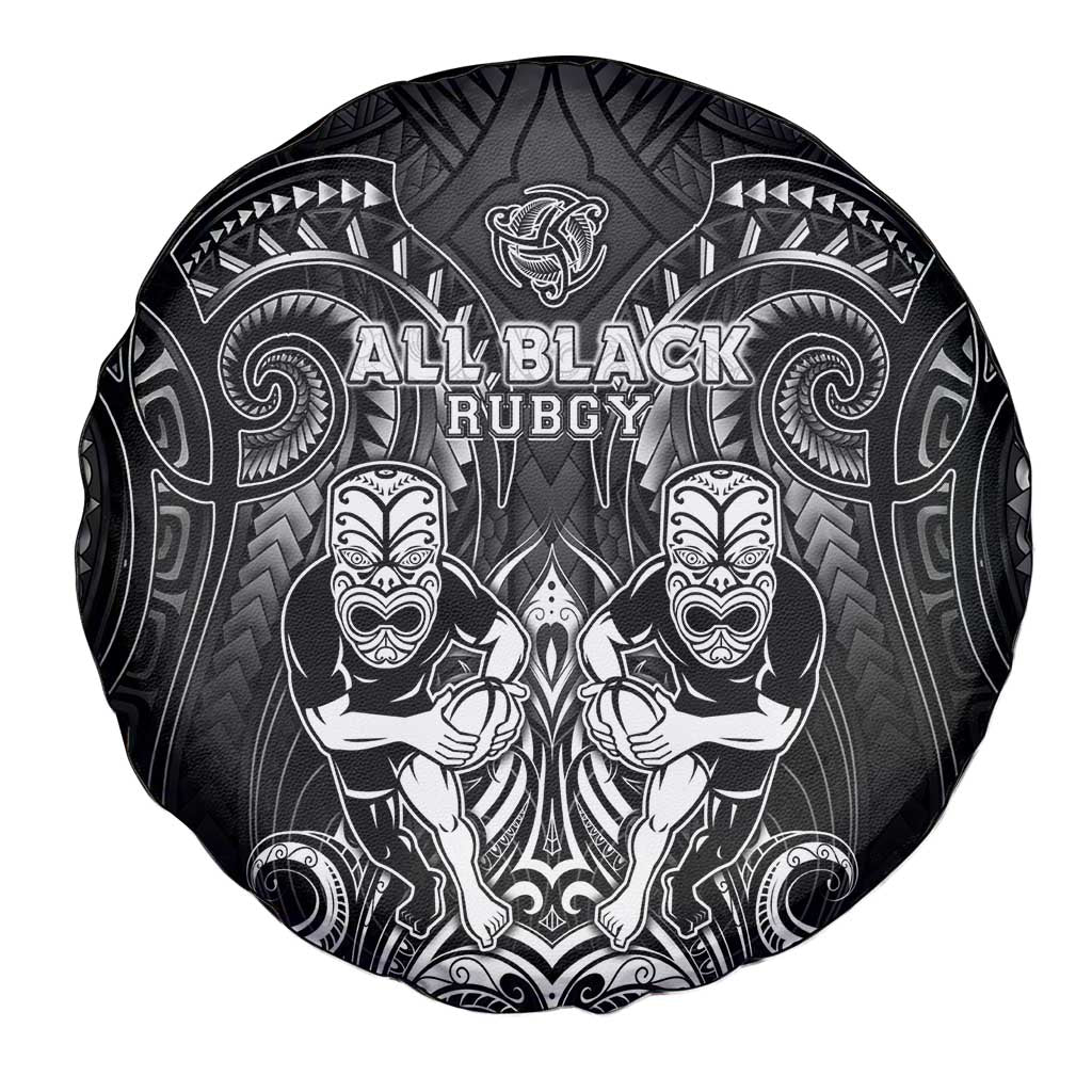All Black Spare Tire Cover New Zealand Rugby Mascot Maori DT02 - Polynesian Pride