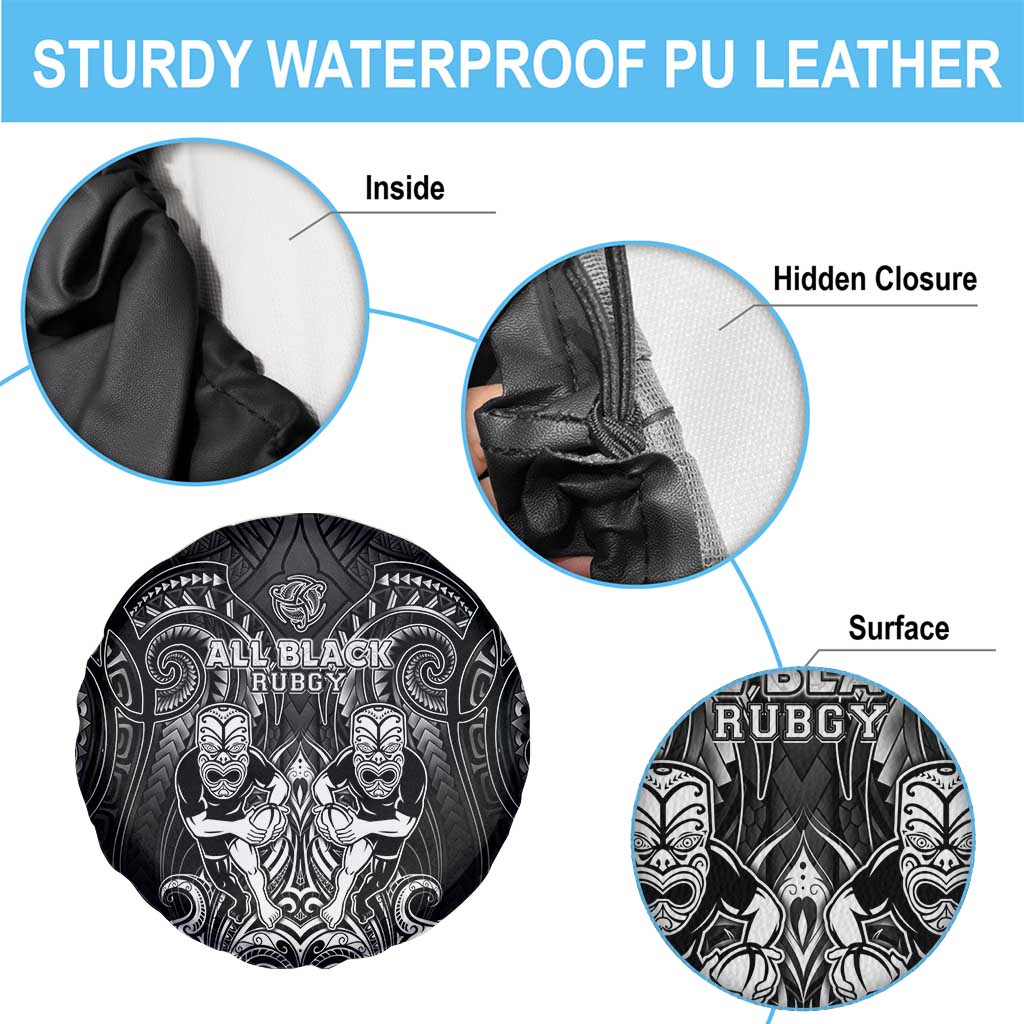 All Black Spare Tire Cover New Zealand Rugby Mascot Maori DT02 - Polynesian Pride