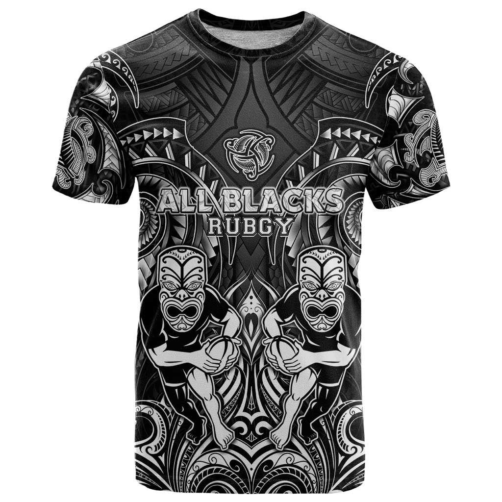 Personalized All Black T Shirt New Zealand Rugby Mascot Maori DT02 Black - Polynesian Pride