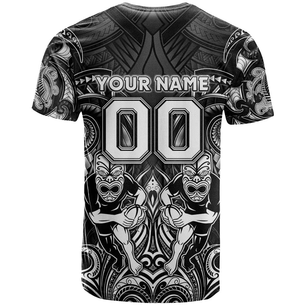 Personalized All Black T Shirt New Zealand Rugby Mascot Maori DT02 - Polynesian Pride