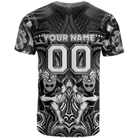 Personalized All Black T Shirt New Zealand Rugby Mascot Maori DT02 - Polynesian Pride