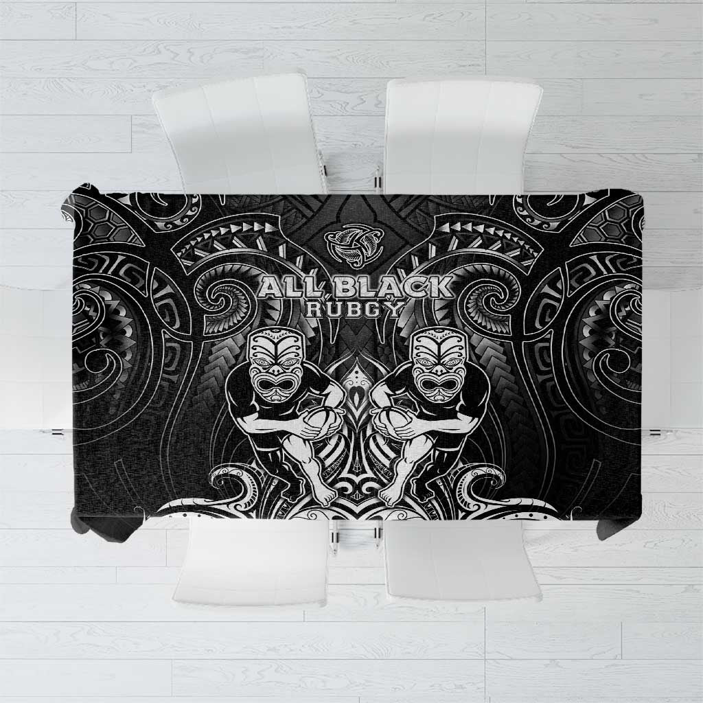 All Black Tablecloth New Zealand Rugby Mascot Maori DT02 Black - Polynesian Pride