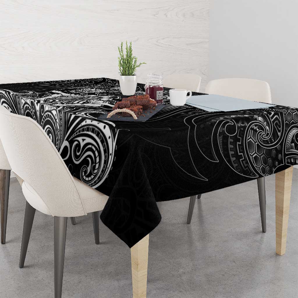 All Black Tablecloth New Zealand Rugby Mascot Maori DT02 - Polynesian Pride
