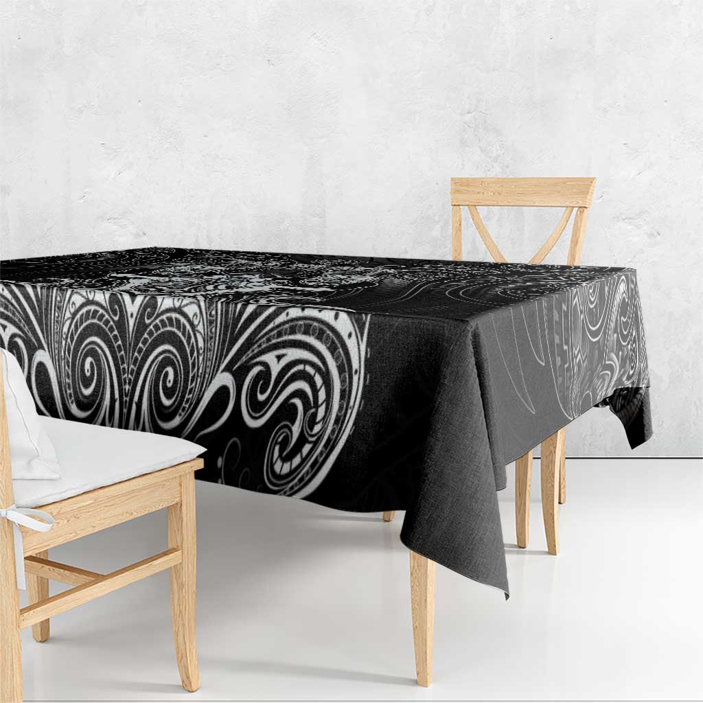 All Black Tablecloth New Zealand Rugby Mascot Maori DT02 - Polynesian Pride