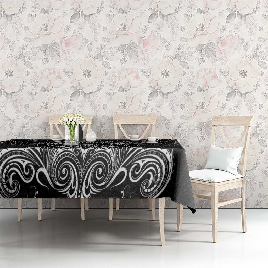 All Black Tablecloth New Zealand Rugby Mascot Maori DT02 - Polynesian Pride