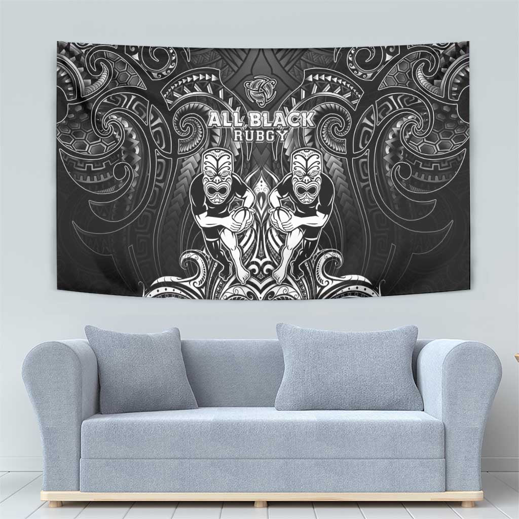 All Black Tapestry New Zealand Rugby Mascot Maori DT02 - Polynesian Pride