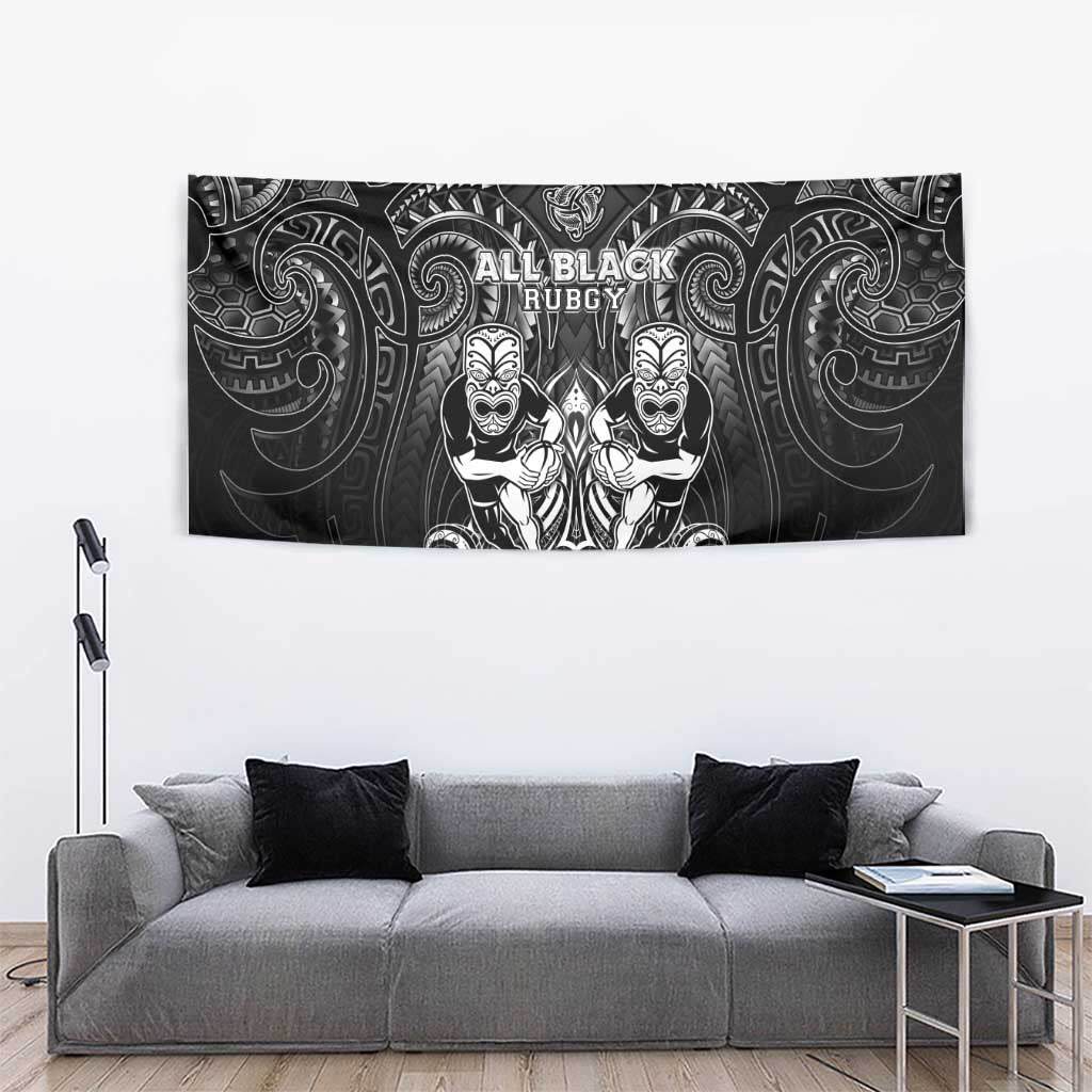 All Black Tapestry New Zealand Rugby Mascot Maori DT02 - Polynesian Pride