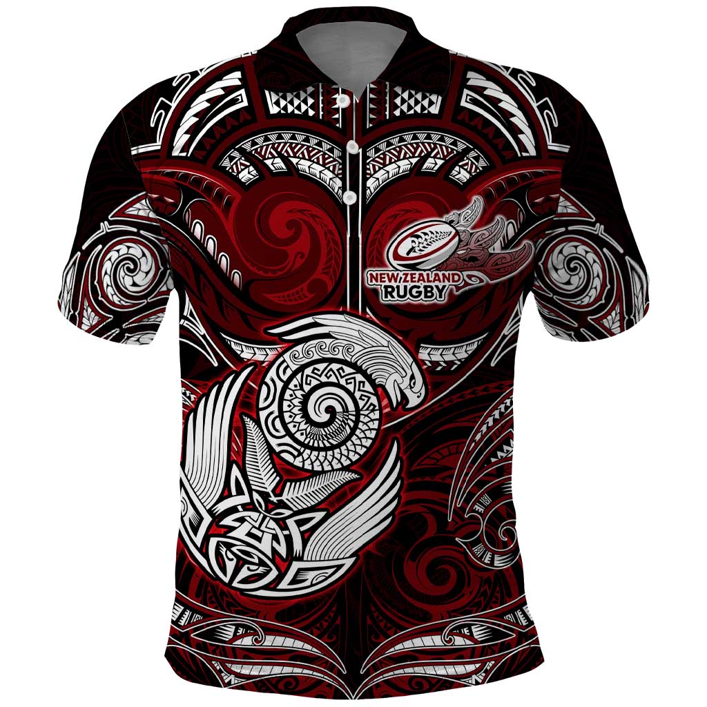 Personalized New Zealand Aotearoa Rugby Polo Shirt Maori Fern Tattoo Art