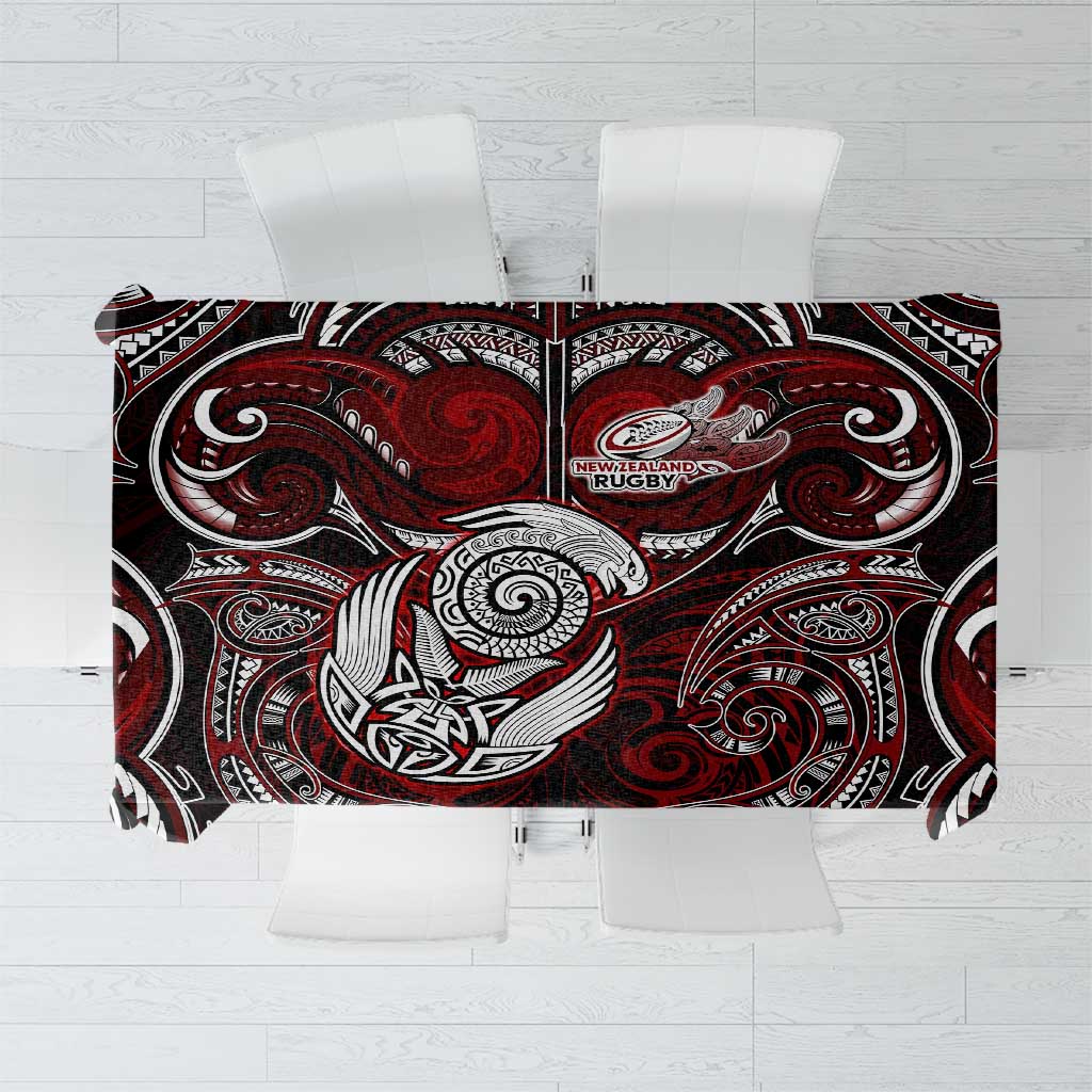 New Zealand Aotearoa Rugby Tablecloth Maori Fern Tattoo Art