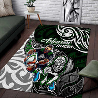 NZ Aotearoa Rugby Area Rug New Zealand Silver Fern DT02 Green - Polynesian Pride