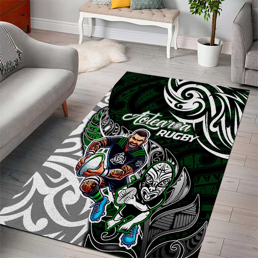 NZ Aotearoa Rugby Area Rug New Zealand Silver Fern DT02 - Polynesian Pride