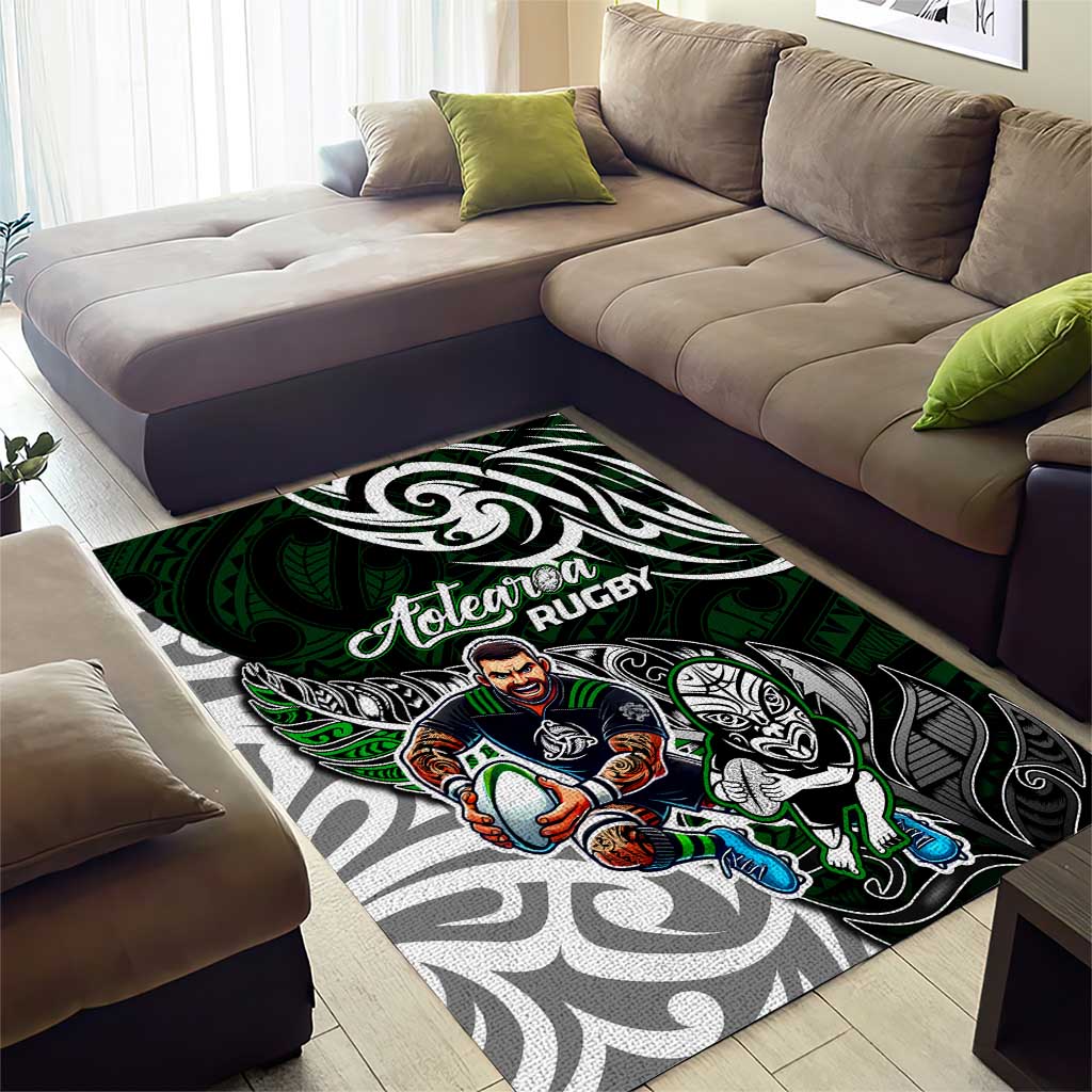 NZ Aotearoa Rugby Area Rug New Zealand Silver Fern DT02 - Polynesian Pride