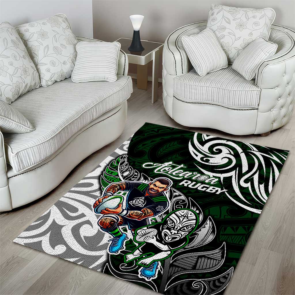 NZ Aotearoa Rugby Area Rug New Zealand Silver Fern DT02 - Polynesian Pride