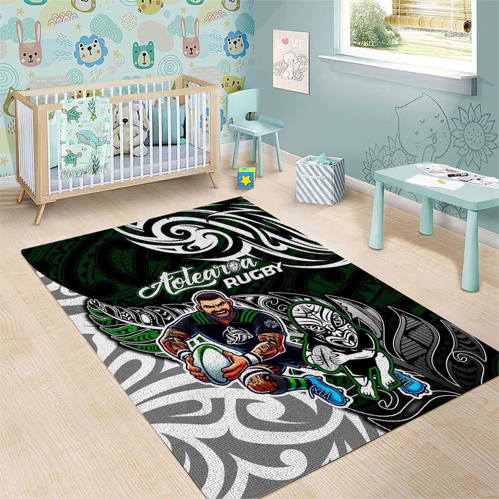NZ Aotearoa Rugby Area Rug New Zealand Silver Fern DT02 - Polynesian Pride