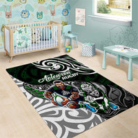 NZ Aotearoa Rugby Area Rug New Zealand Silver Fern DT02 - Polynesian Pride