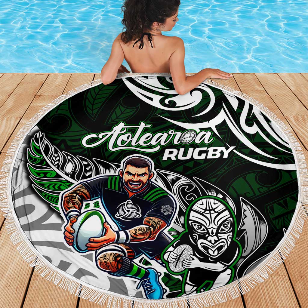 NZ Aotearoa Rugby Beach Blanket New Zealand Silver Fern DT02 - Polynesian Pride