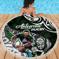 NZ Aotearoa Rugby Beach Blanket New Zealand Silver Fern DT02 - Polynesian Pride