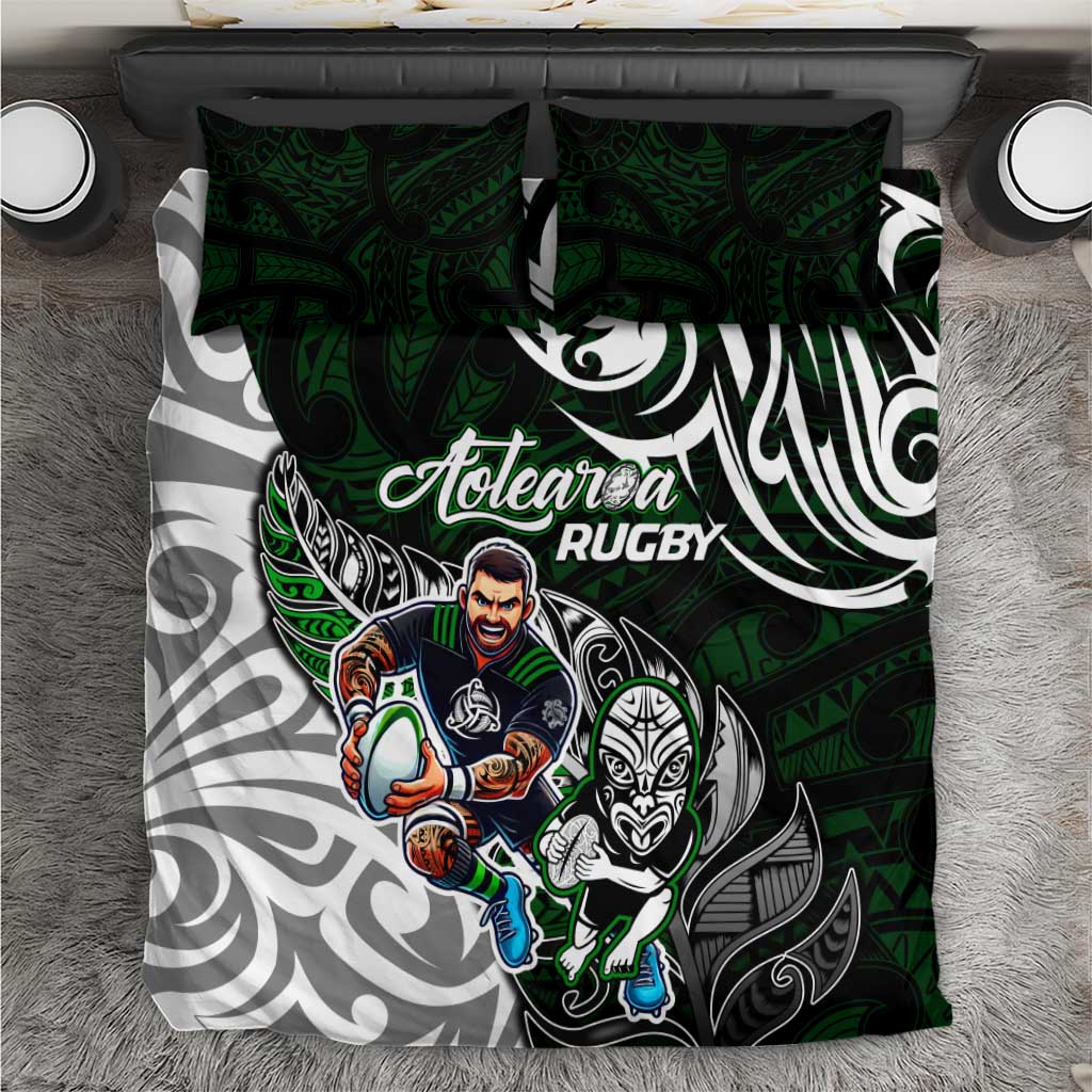 NZ Aotearoa Rugby Bedding Set New Zealand Silver Fern DT02 Green - Polynesian Pride