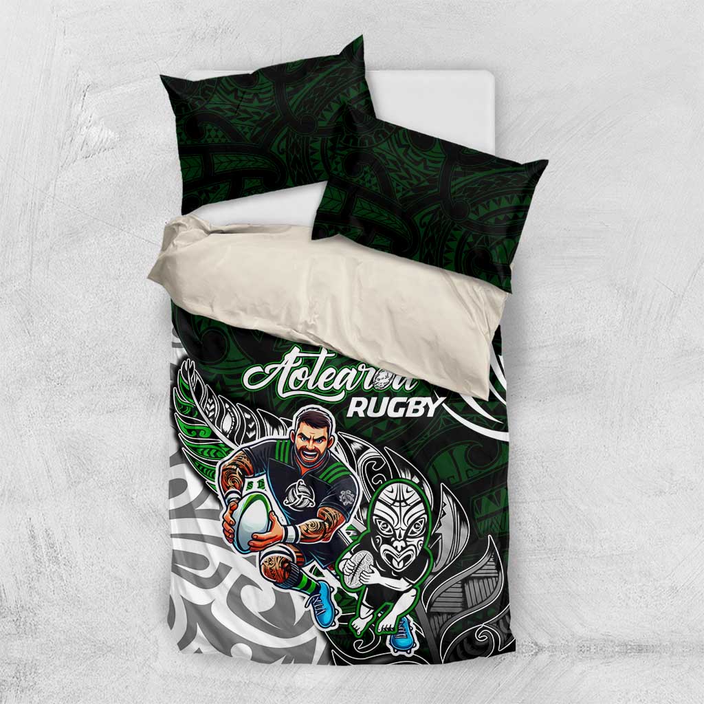 NZ Aotearoa Rugby Bedding Set New Zealand Silver Fern DT02 US Twin 172cm x 218cm Green - Polynesian Pride