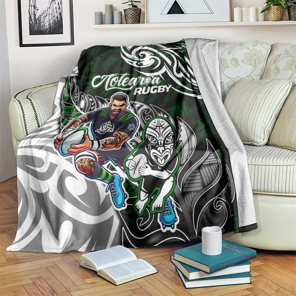 NZ Aotearoa Rugby Blanket New Zealand Silver Fern DT02 Green - Polynesian Pride