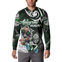 Personalized NZ Aotearoa Rugby Button Sweatshirt New Zealand Silver Fern DT02 - Polynesian Pride