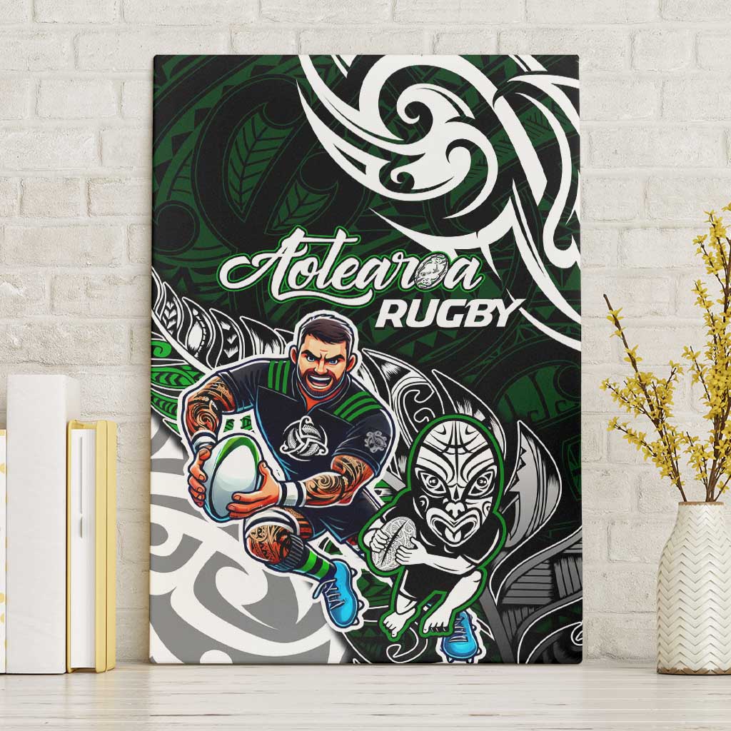 NZ Aotearoa Rugby Canvas Wall Art New Zealand Silver Fern DT02 Without Frame Green - Polynesian Pride