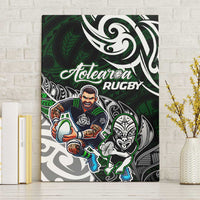 NZ Aotearoa Rugby Canvas Wall Art New Zealand Silver Fern DT02 Without Frame Green - Polynesian Pride