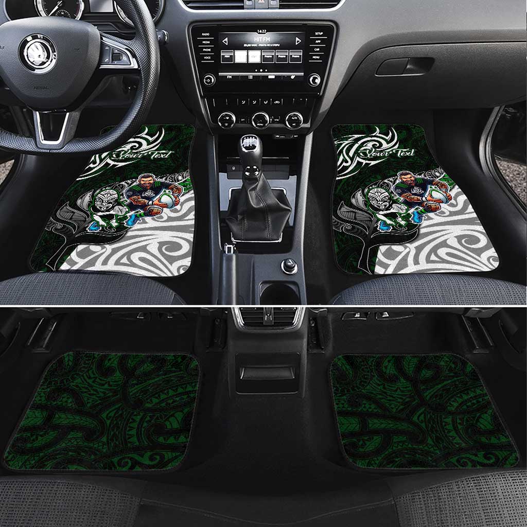 NZ Aotearoa Rugby Car Mats New Zealand Silver Fern DT02 Set 4pcs Green - Polynesian Pride