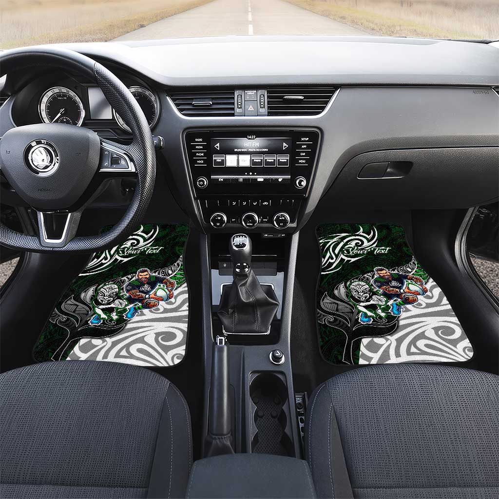 NZ Aotearoa Rugby Car Mats New Zealand Silver Fern DT02 Set 2pcs - Front Green - Polynesian Pride