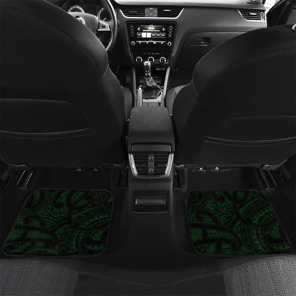 NZ Aotearoa Rugby Car Mats New Zealand Silver Fern DT02 Set 2pcs - Back Green - Polynesian Pride