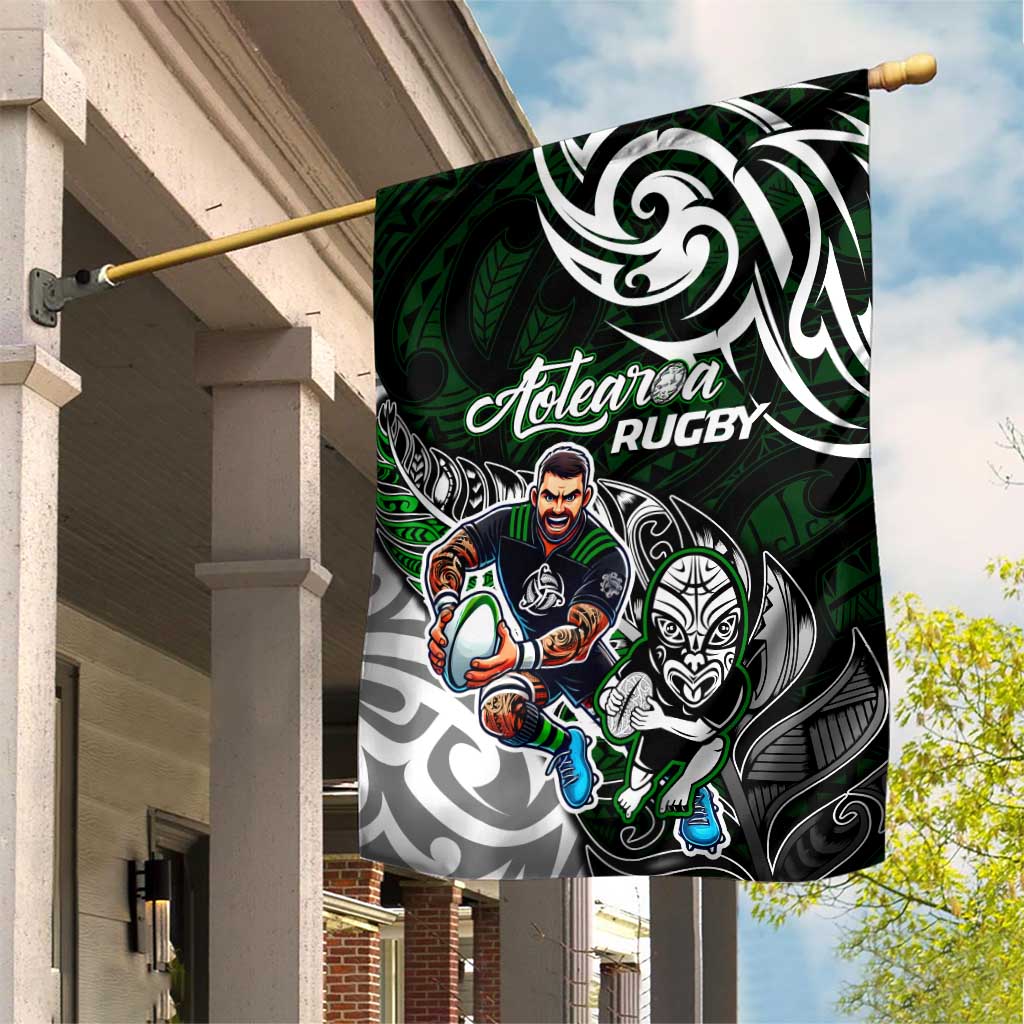 NZ Aotearoa Rugby Garden Flag New Zealand Silver Fern DT02 House Flag Green - Polynesian Pride
