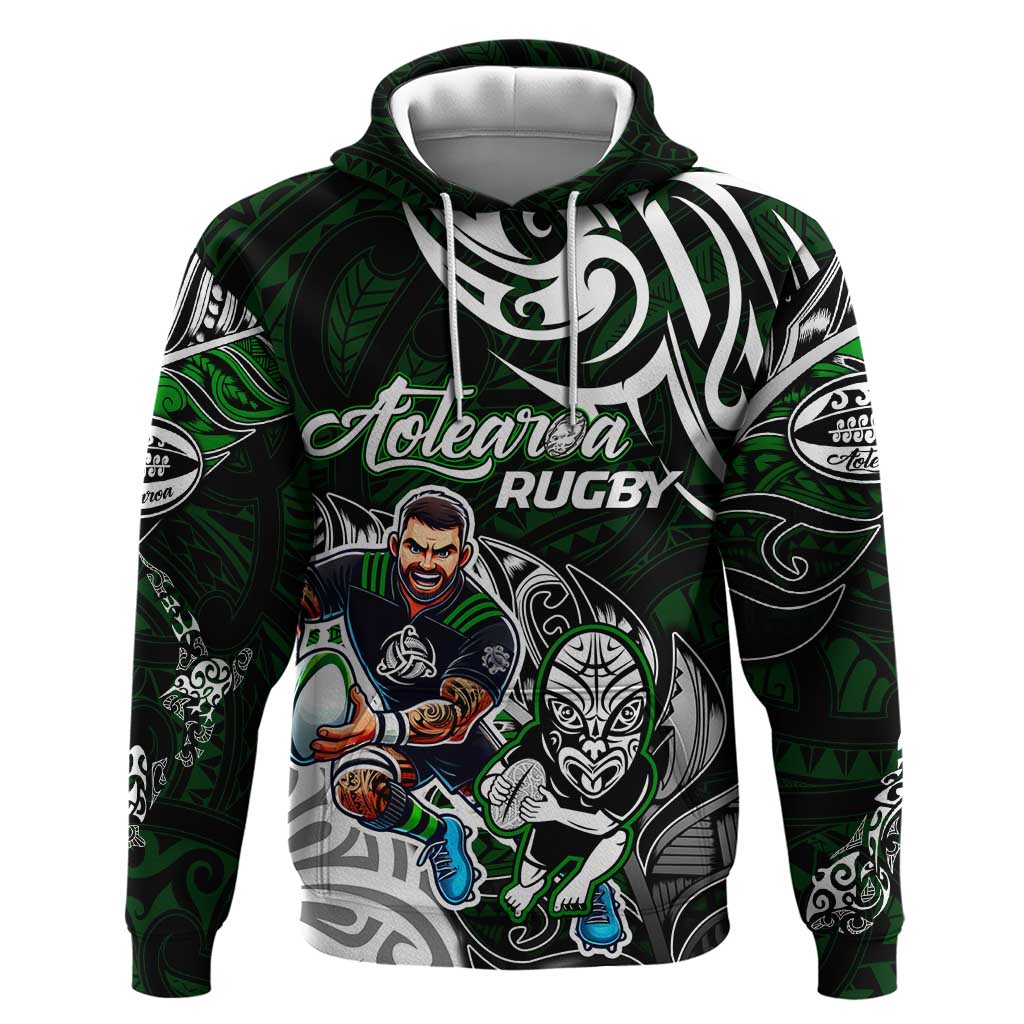 Personalized NZ Aotearoa Rugby Hoodie New Zealand Silver Fern DT02 Pullover Hoodie Green - Polynesian Pride